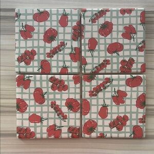 Prima Design Krissy Mast Tomato Patterned Set of Four Assorted tile coasters